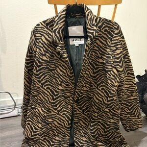 Anthropologie NVLT Animal Tiger Print Overcoat Jacket Women’s M